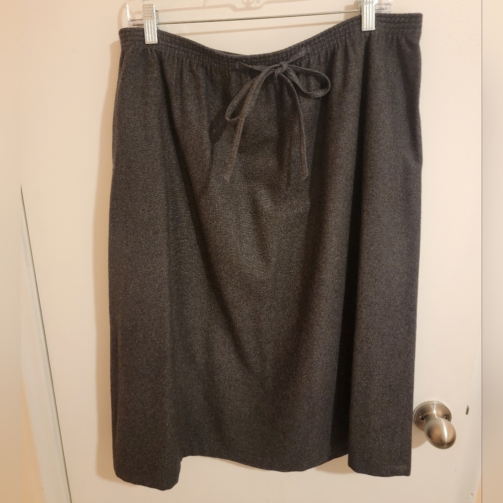 Comfort Drawstring Midi Skirt - Charcoal Gray